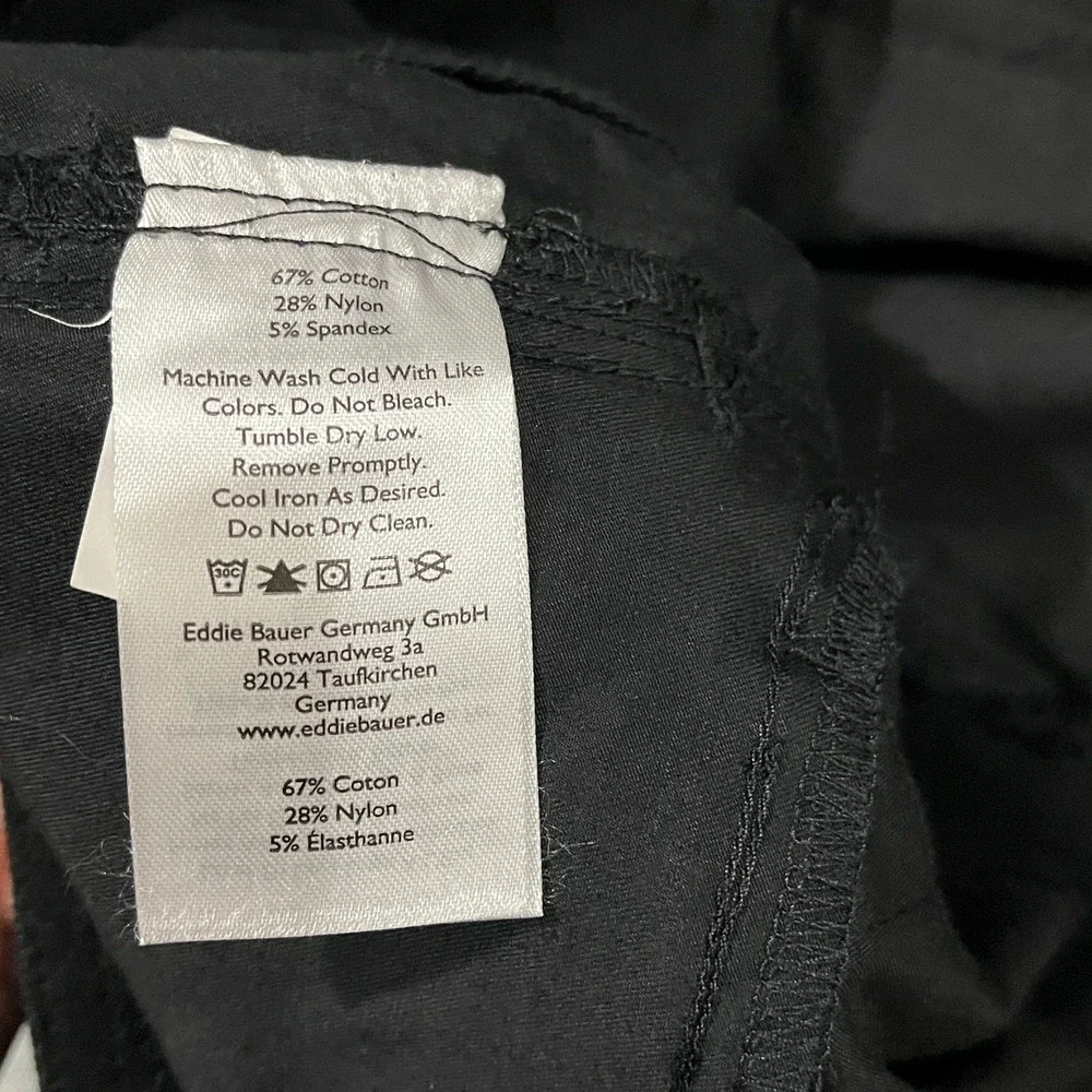 Eddie Bauer Women 22W Slim‎ Voyager High Rise Chino Stretch Quick Dry Black